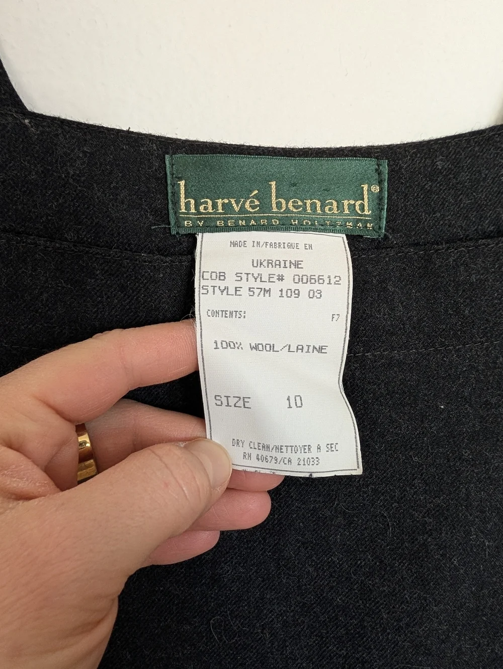Vintage Harve Benard Wool Pinafore Dress Size 10 Dark Charcoal Gray - Picture 4 of 4